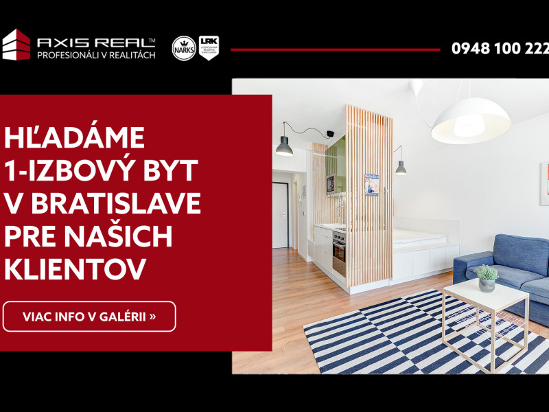  Hľadáme pre našich klientov 1-izbový byt v Bratislave III.