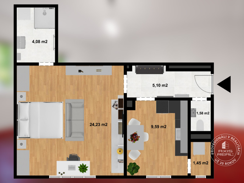  INVESTIČNÁ PRÍLEŽITOSŤ 1-izb.byt, Staré Mesto, Radlinského