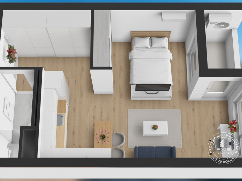  Nový slnečný 1,5i byt, klimatizácia, garáž, park. státie