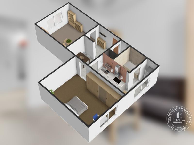  Zariadený 2-izbový byt, DVE NEPRIECHODNÉ IZBY, OC RETRO