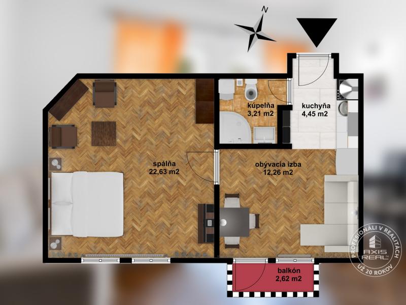  Pekný 2-izbový byt s BALKÓNOM, BA I., Grösslingová ulica