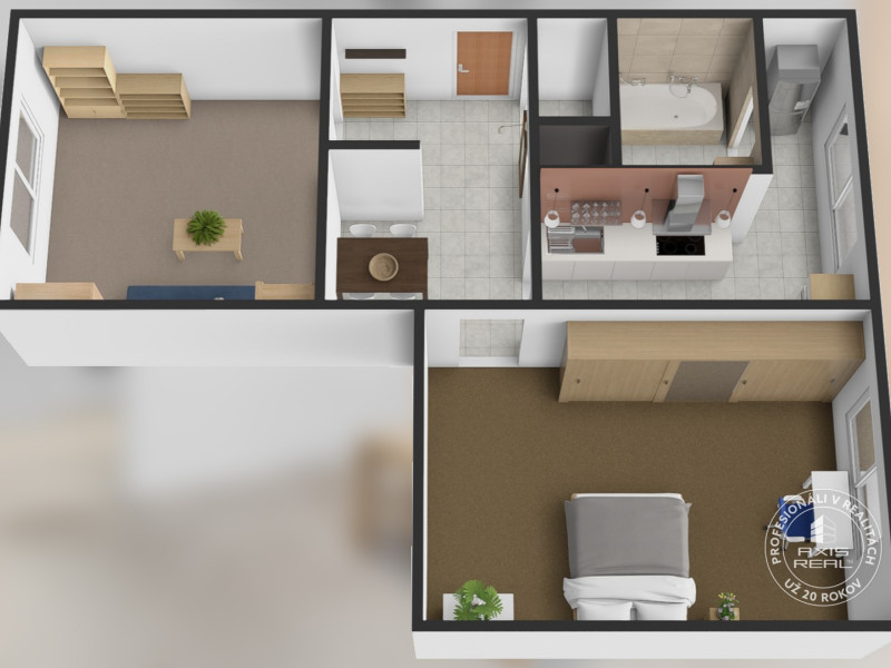  Zariadený 2-izbový byt, DVE NEPRIECHODNÉ IZBY, OC RETRO