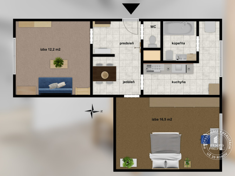  Zariadený 2-izbový byt, DVE NEPRIECHODNÉ IZBY, OC RETRO