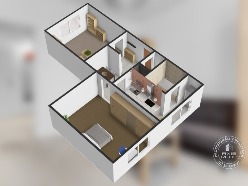  Zariadený 2-izbový byt, DVE NEPRIECHODNÉ IZBY, OC RETRO