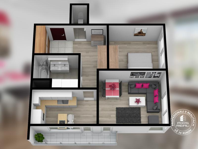 Rent Spacious 2 room  apt., balcony, parking, AIRCON, Lamač, Bakošova