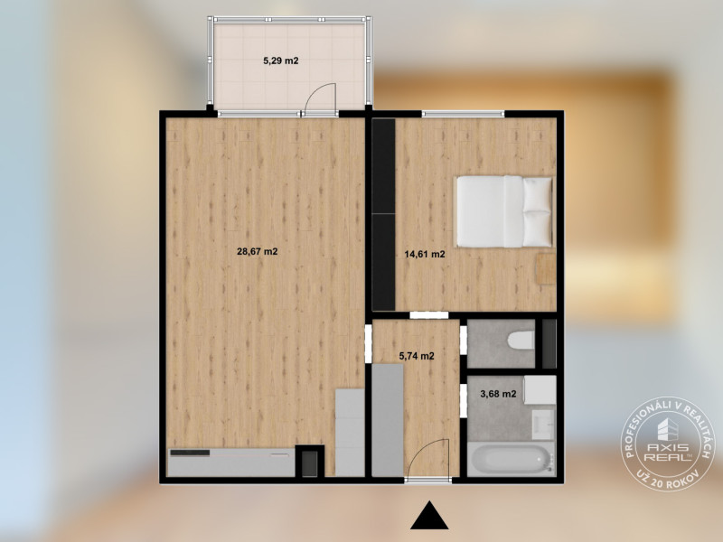   One bedroom apartment, FURNISHED, BALCONY,  PARKING