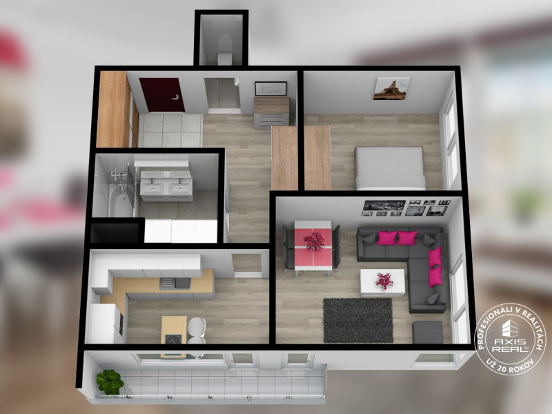 Rent Spacious 2 room  apt., balcony, parking, AIRCON, Lamač, Bakošova