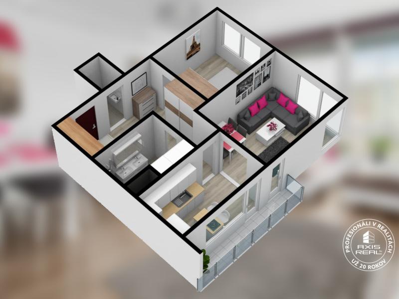 Rent Spacious 2 room  apt., balcony, parking, AIRCON, Lamač, Bakošova