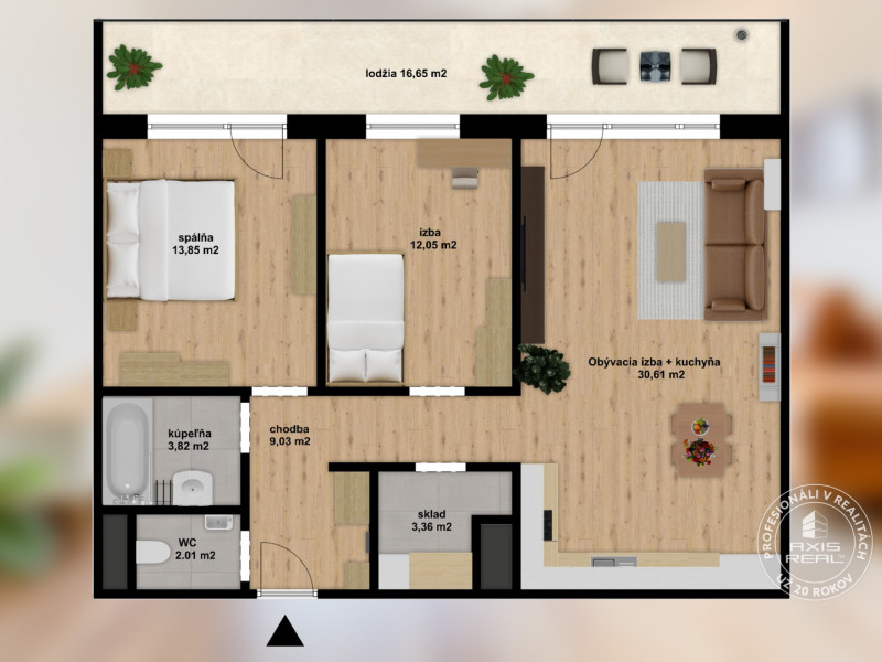  Úplne nový 3i byt v Bory, LODŽIA, KLIMA, PARKOVANIE