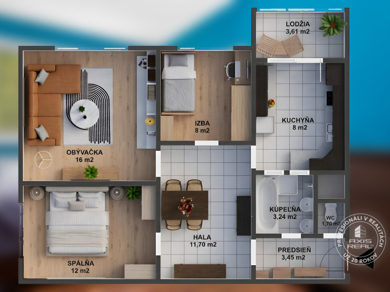  3-izbový byt pri Chorvátskom ramene s výhľadom do zelene