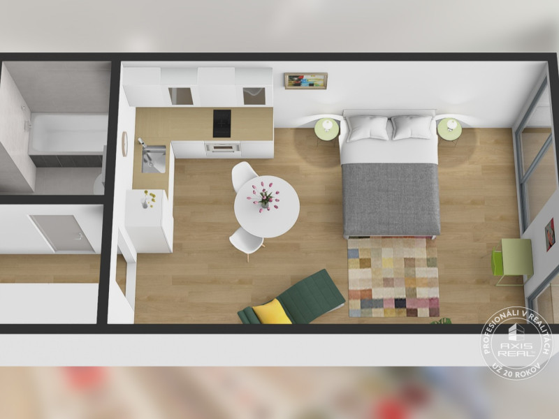 New 1-room apartment with a BALCONY and PARKING