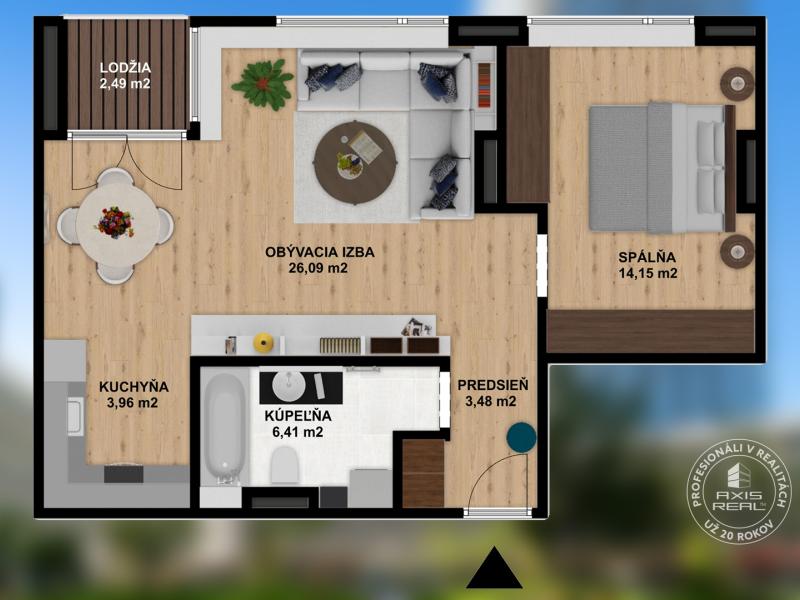 Sale 1-Bedroom Apartment, LOGGIA, GARAGE, Bratislava, Slovakia