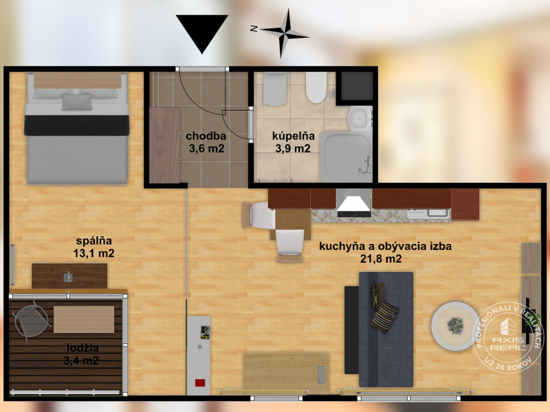  Sunny 2-room Apartment with a LOGGIA and PRIVATE GARDEN