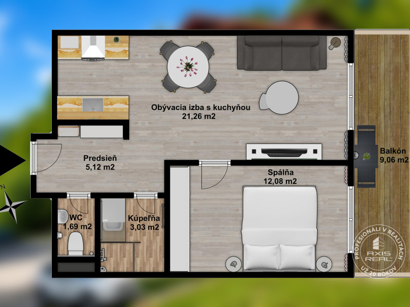  2-izbový byt s PARKOVACÍM MIESTOM lokalita CHOPOK JUH