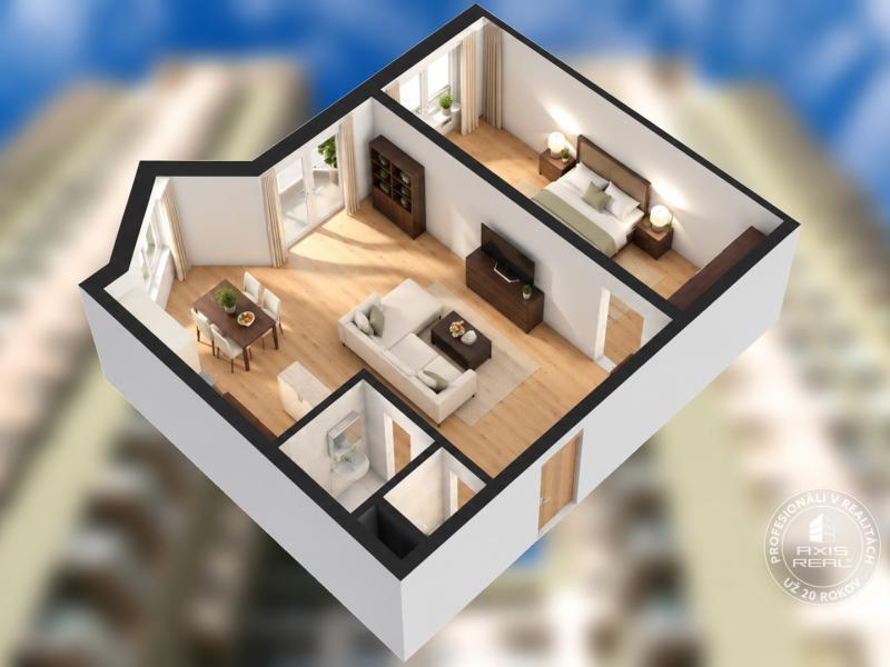  Priestranný 2-izbový byt 65 m², DVE VEŽE, Bosákova 