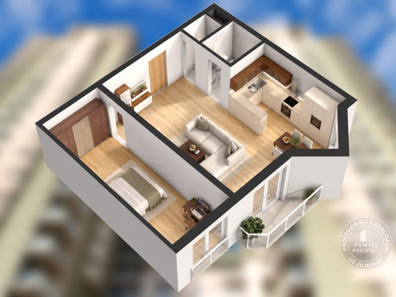  Priestranný 2-izbový byt 65 m², DVE VEŽE, Bosákova 