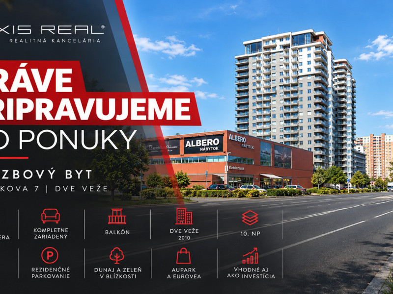  Priestranný 2-izbový byt 65 m², DVE VEŽE, Bosákova 7